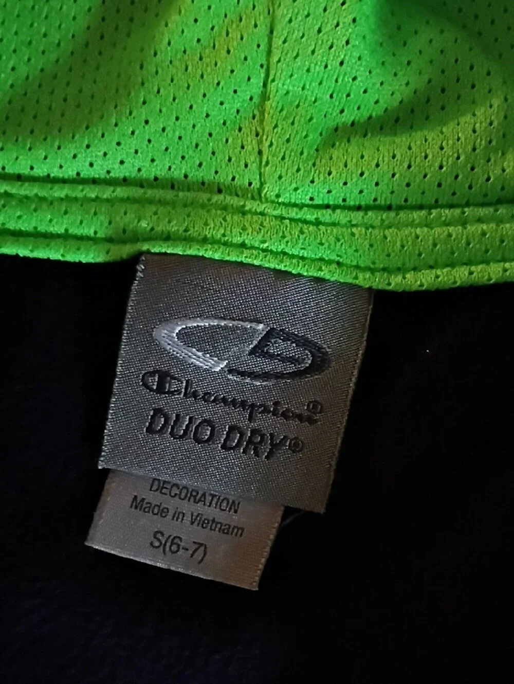 Champion Navy Hoodie with Bright Green Trim